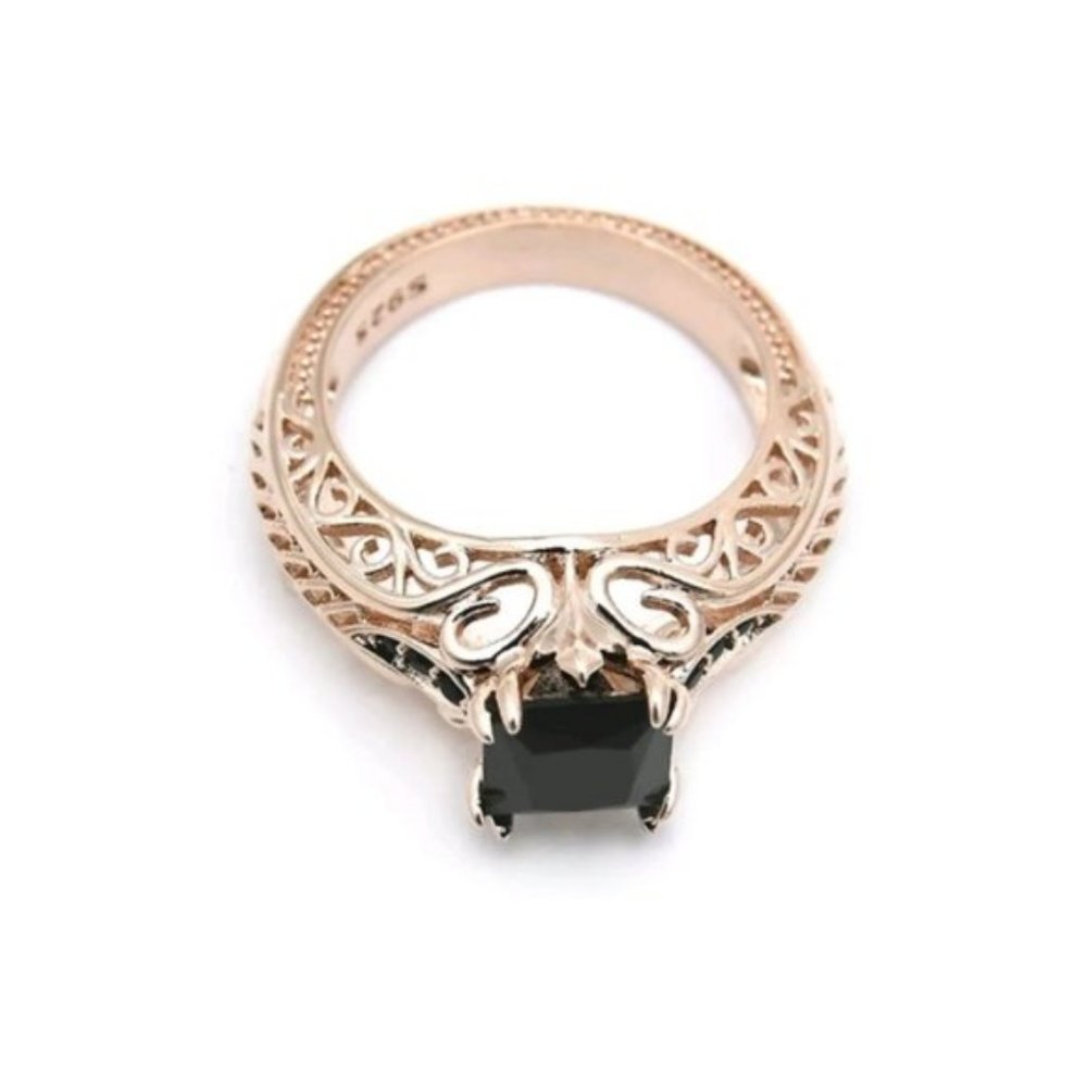 New Rose Gold Filled Black Sapphire Ring - Picture 2 of 4